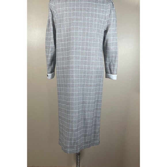 Vintage 80s  Plaid Dress Double Breasted Big Bow Contrast Collar C-38.5" Midi - Picture 14 of 16